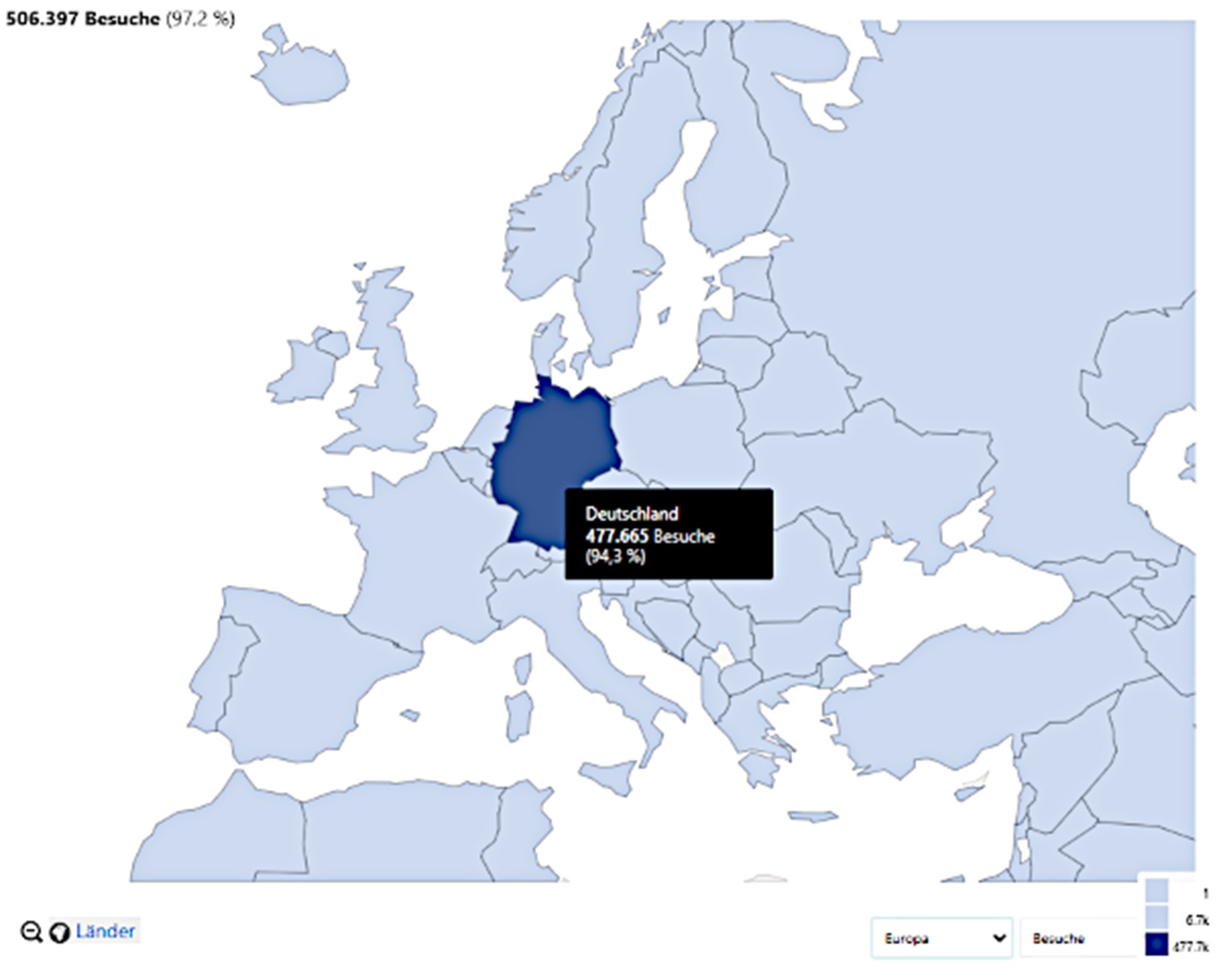 Karte zur Herkunft der Webseitenbesucher - Symbolbild